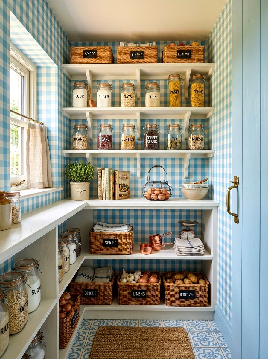 Gingham Pantry Wallpaper - 30 pantry wallpaper ideas