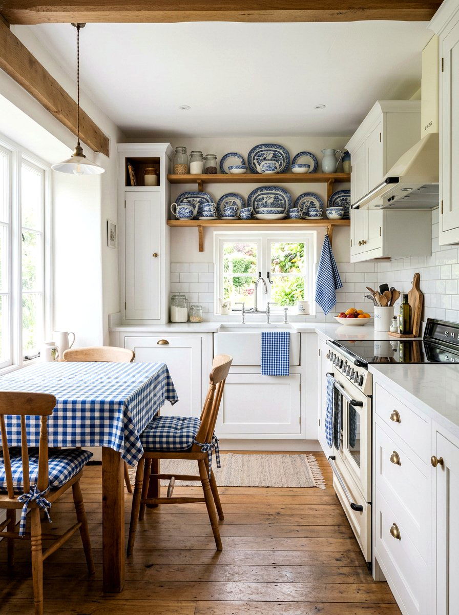Gingham Pattern Kitchen - 30 grandmillennial decor ideas