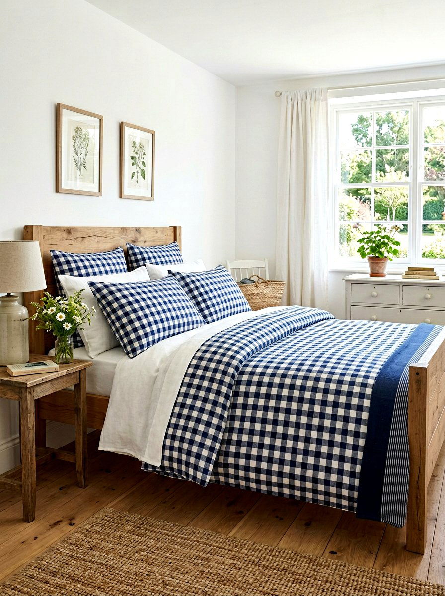 Gingham Print Bedding - 30 guest room bedding ideas