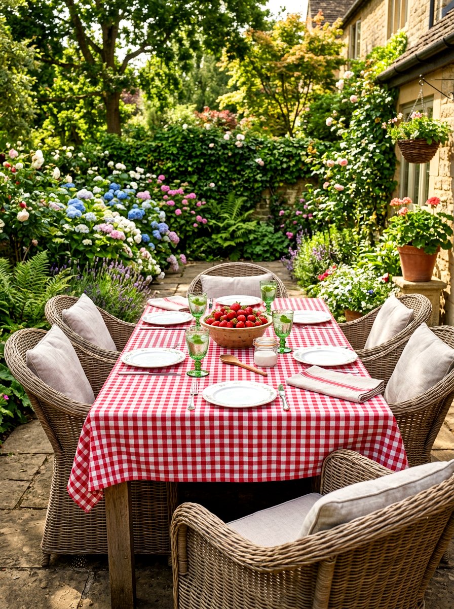 Gingham Tablecloth - 30 strawberry table decor ideas