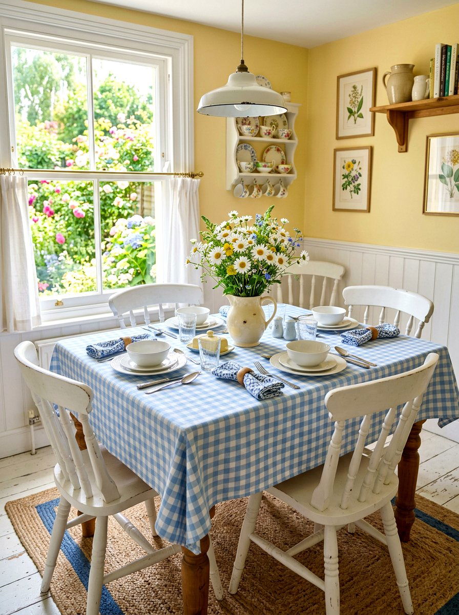 Gingham Tablecloth - 30 spring dining table ideas