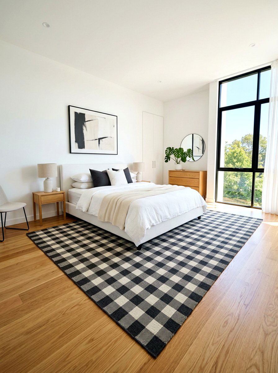 Gingham area rug - 30 gingham decor ideas