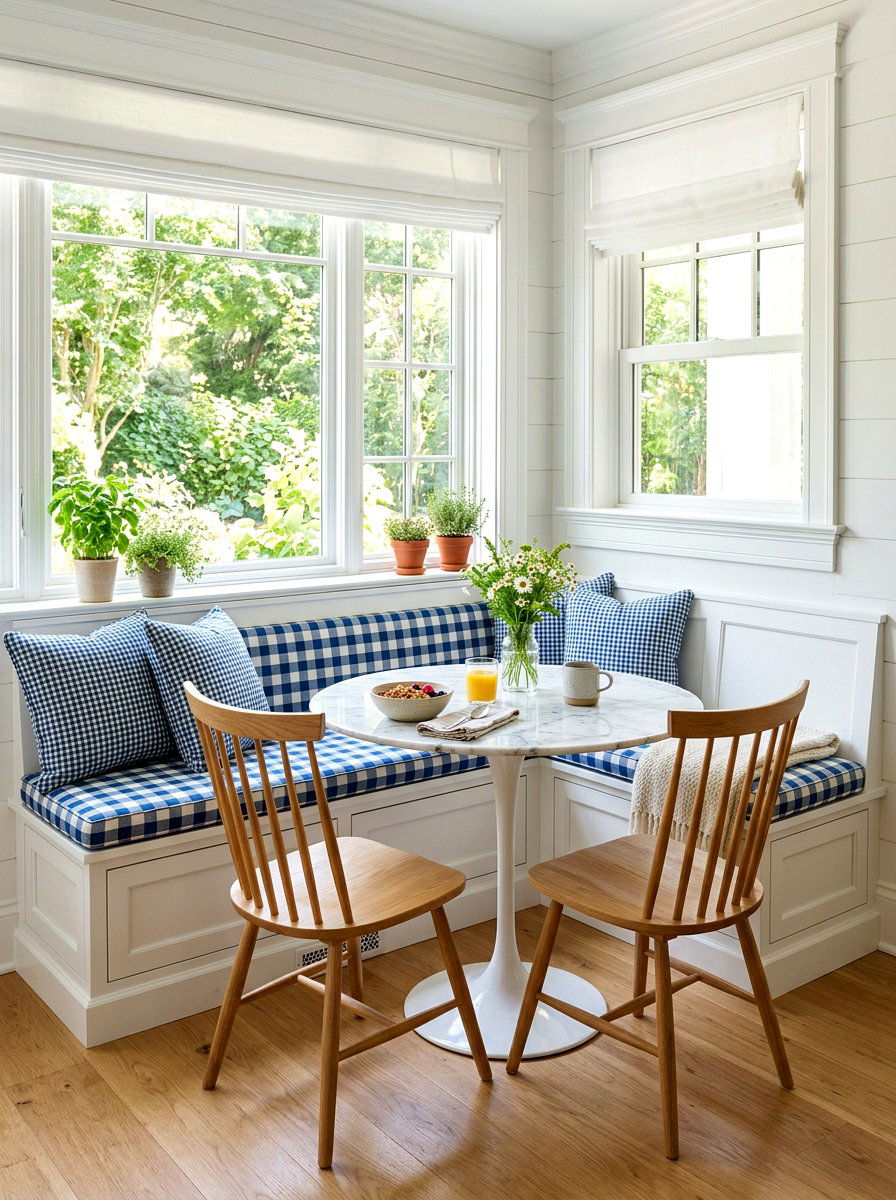 Gingham breakfast nook - 30 gingham decor ideas