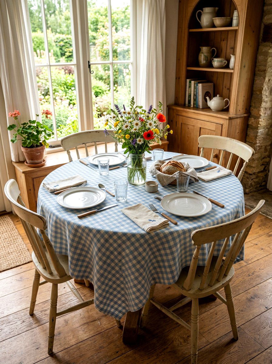 Gingham checkered tablecloth - 30 spring refresh decor ideas