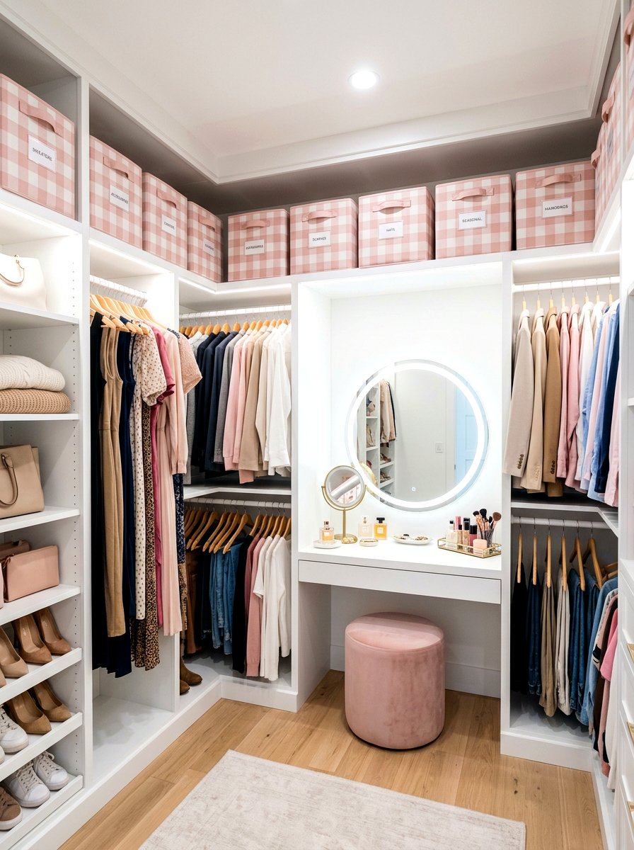 Gingham closet bins - 30 gingham decor ideas