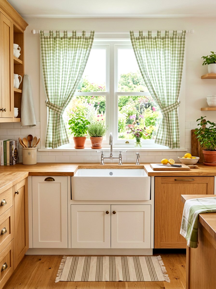 Gingham kitchen curtains - 30 kitchen curtain sink ideas