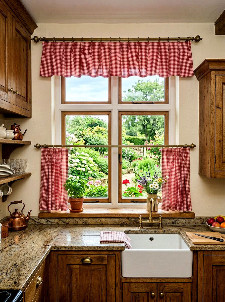 Gingham kitchen window curtains - 30 French country kitchen ideas