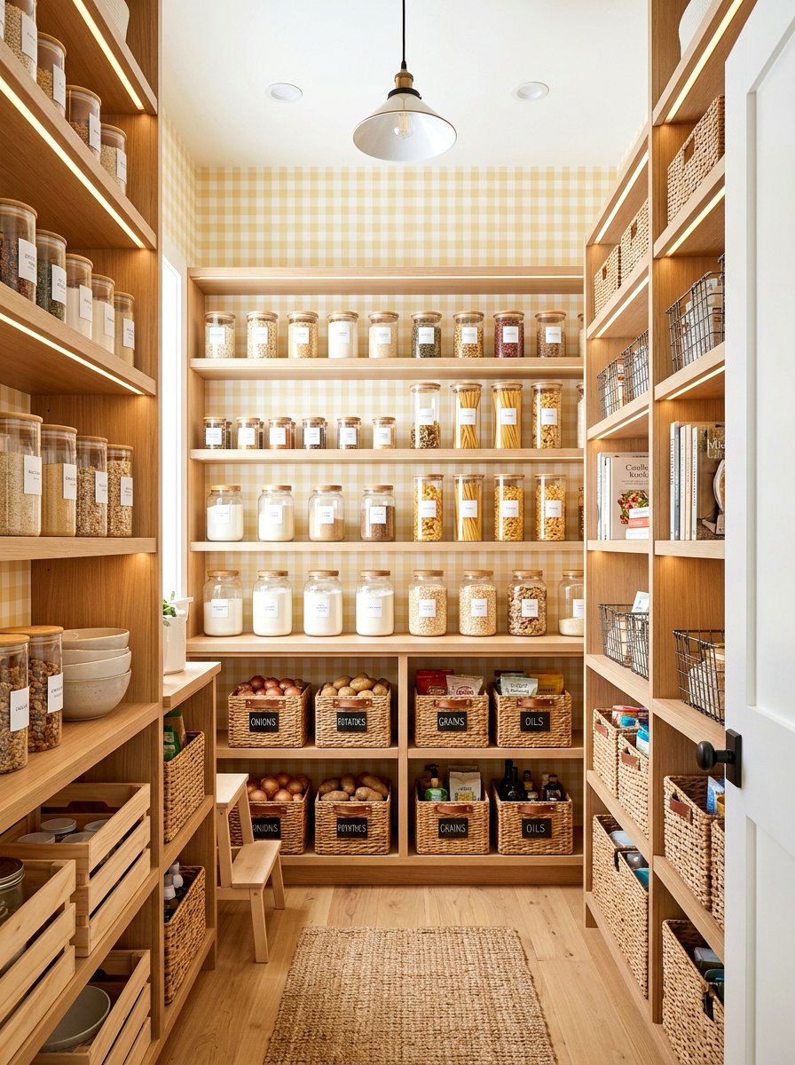 Gingham pantry wallpaper - 30 gingham decor ideas