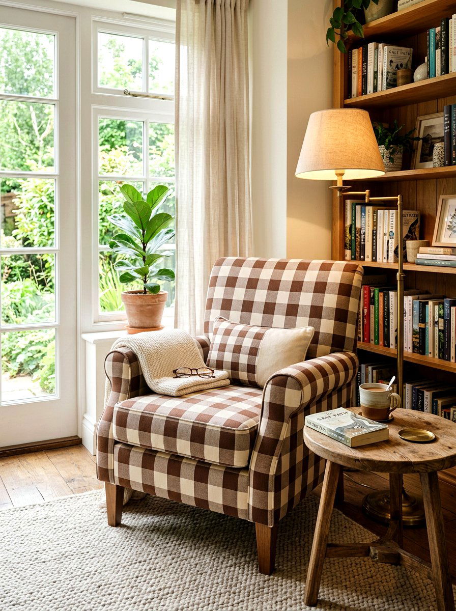 Gingham reading chair - 30 gingham decor ideas