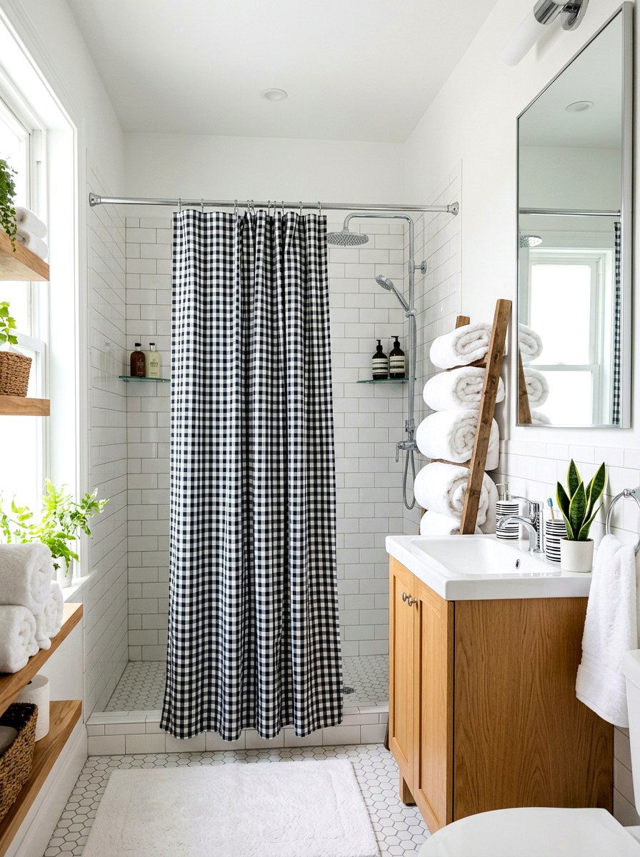 Gingham shower curtain - 30 gingham decor ideas