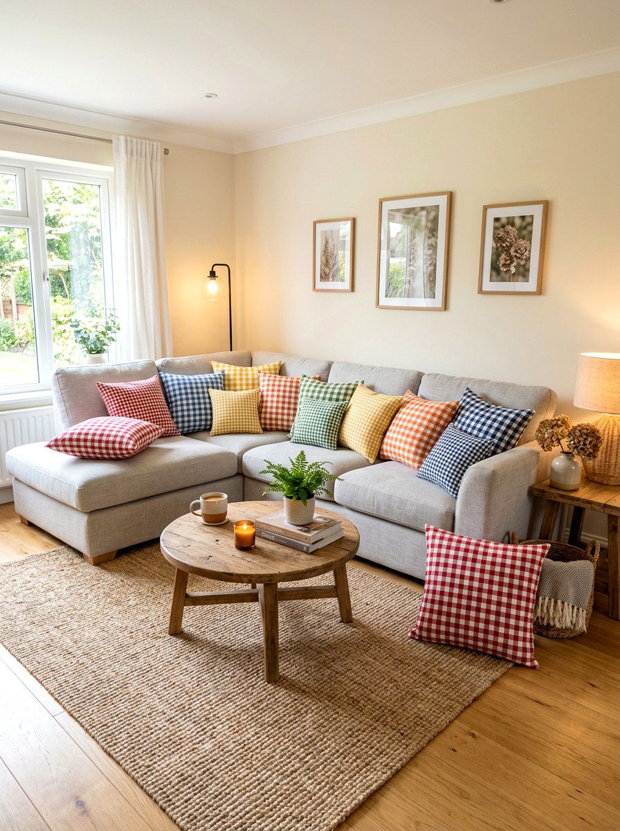 Gingham throw pillows - 30 gingham decor ideas