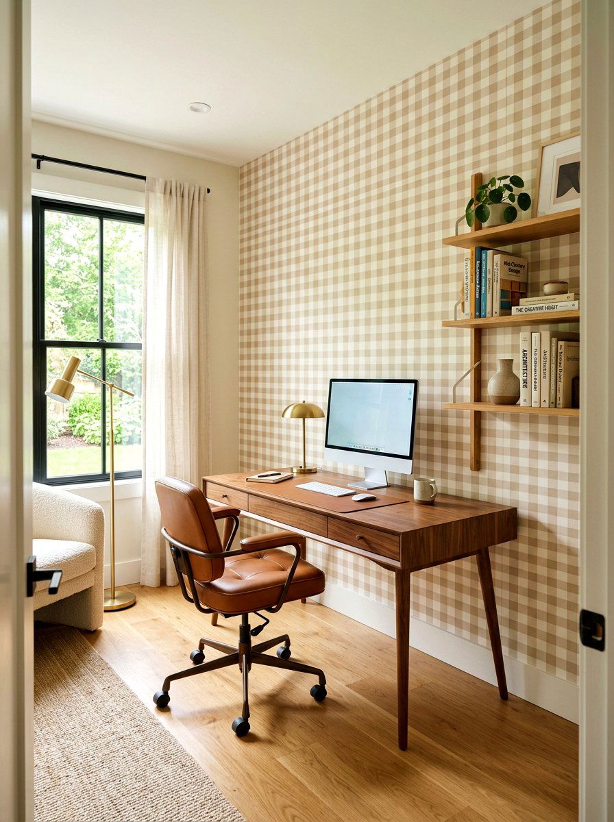 Gingham wallpaper accent wall - 30 gingham decor ideas