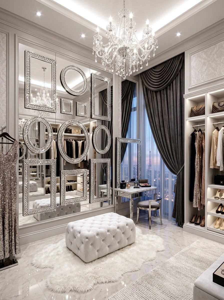 Glam Crystal Border Mirror - 30 statement mirror gallery ideas