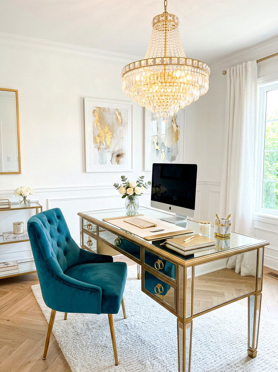 Glam Desk With Gold Accents - 30 teen bedroom desk ideas