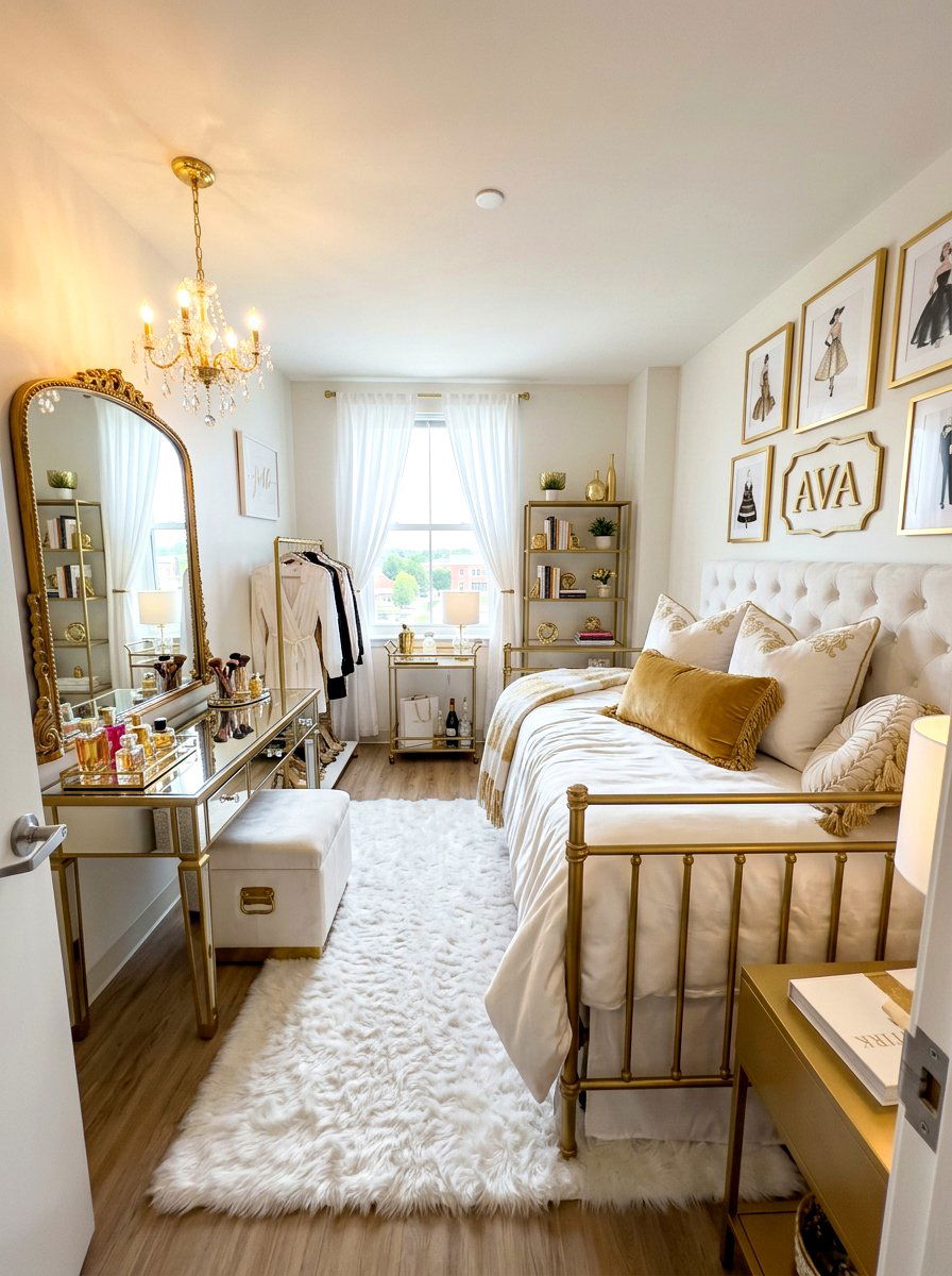 Glam Dorm Room - 30 dorm room ideas