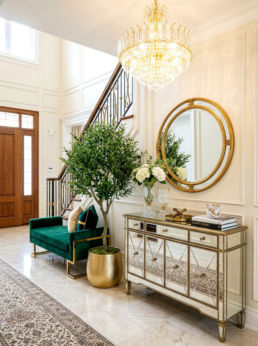 Glam Entryway - 30 potted olive tree entry ideas