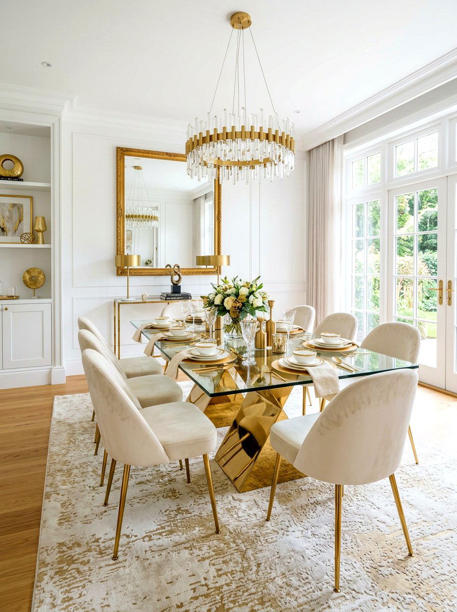Glam Gold Accent Dining - 30 elegant dining room ideas