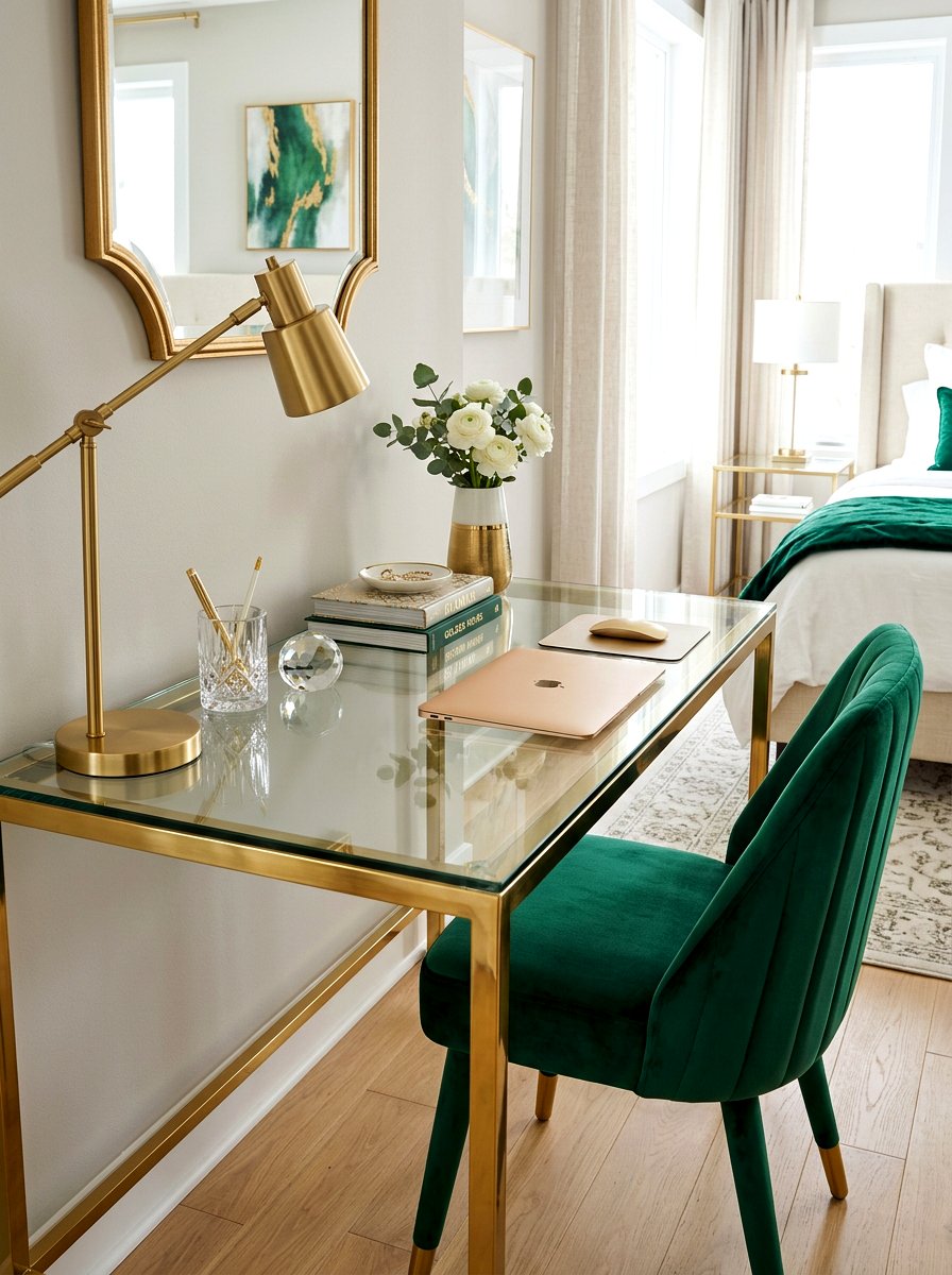 Glam Gold Desk - 30 study hall nook ideas