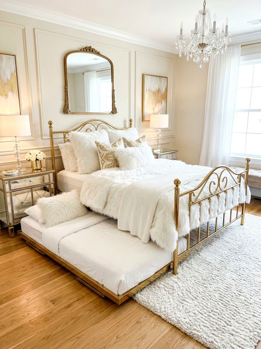 Glam Gold Metal Trundle Bed - 30 trundle bed ideas
