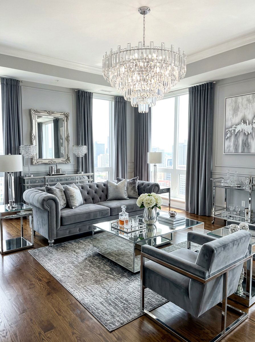 Glam Gray Living Room Decor - 30 steel gray living room ideas