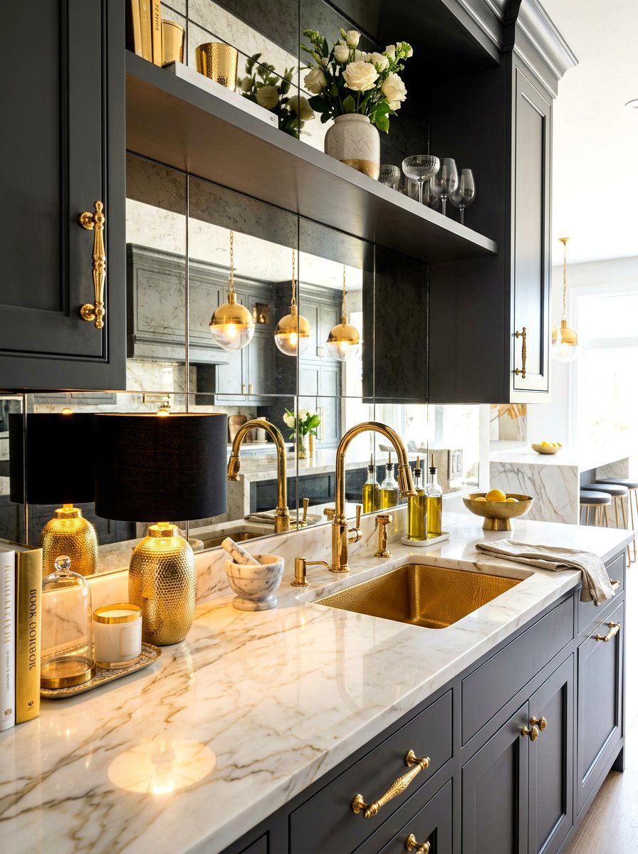 Glam Kitchen Gold Lamp - 30 mini lamp on kitchen counter ideas