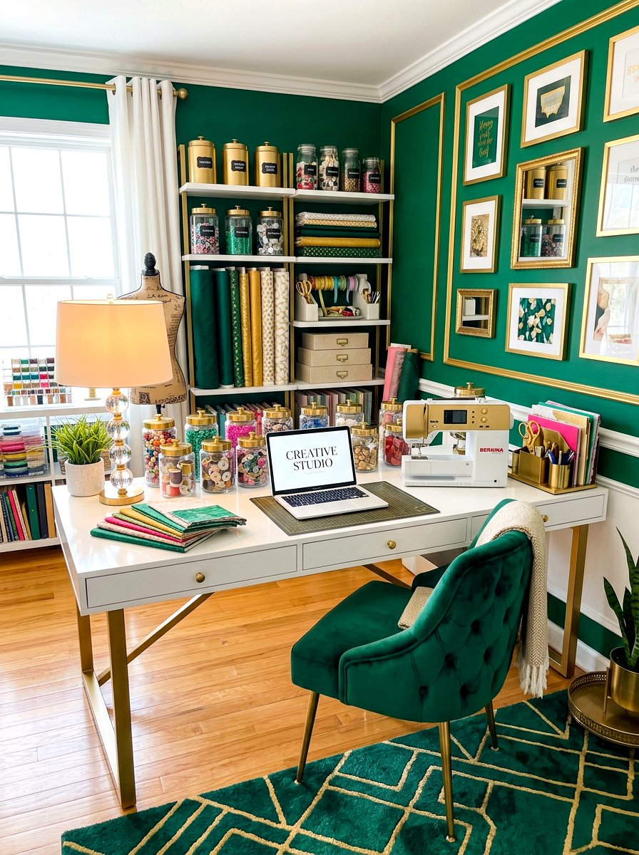 Glam Style Craft Space - 30 crafting nook ideas