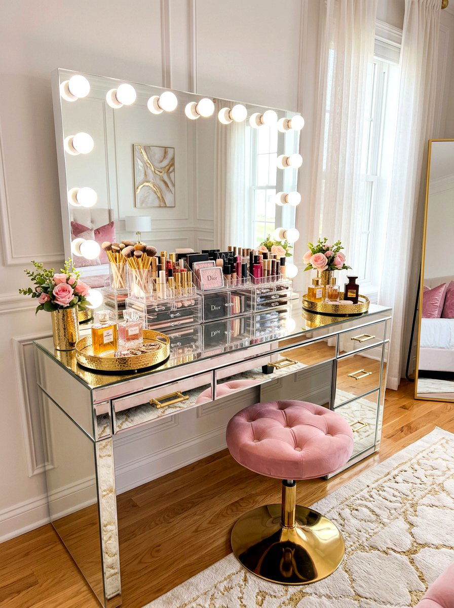 Glam Vanity - 30 college apartment ideas