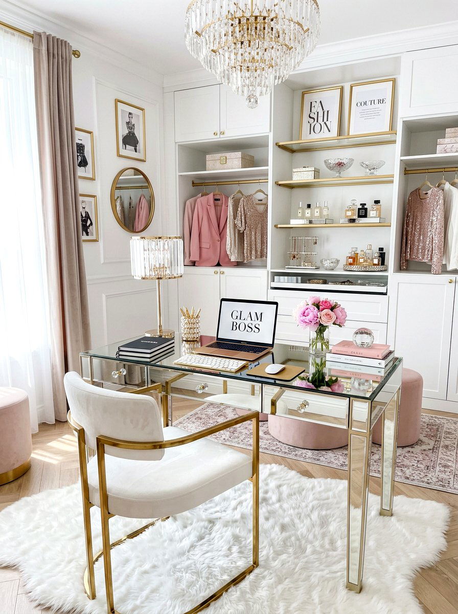 Glam aesthetic cloffice - 30 desk in closet ideas aesthetic