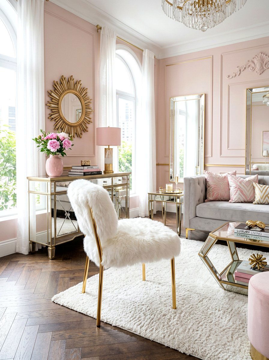 Glam gold leg chair - 30 armless chair living room ideas