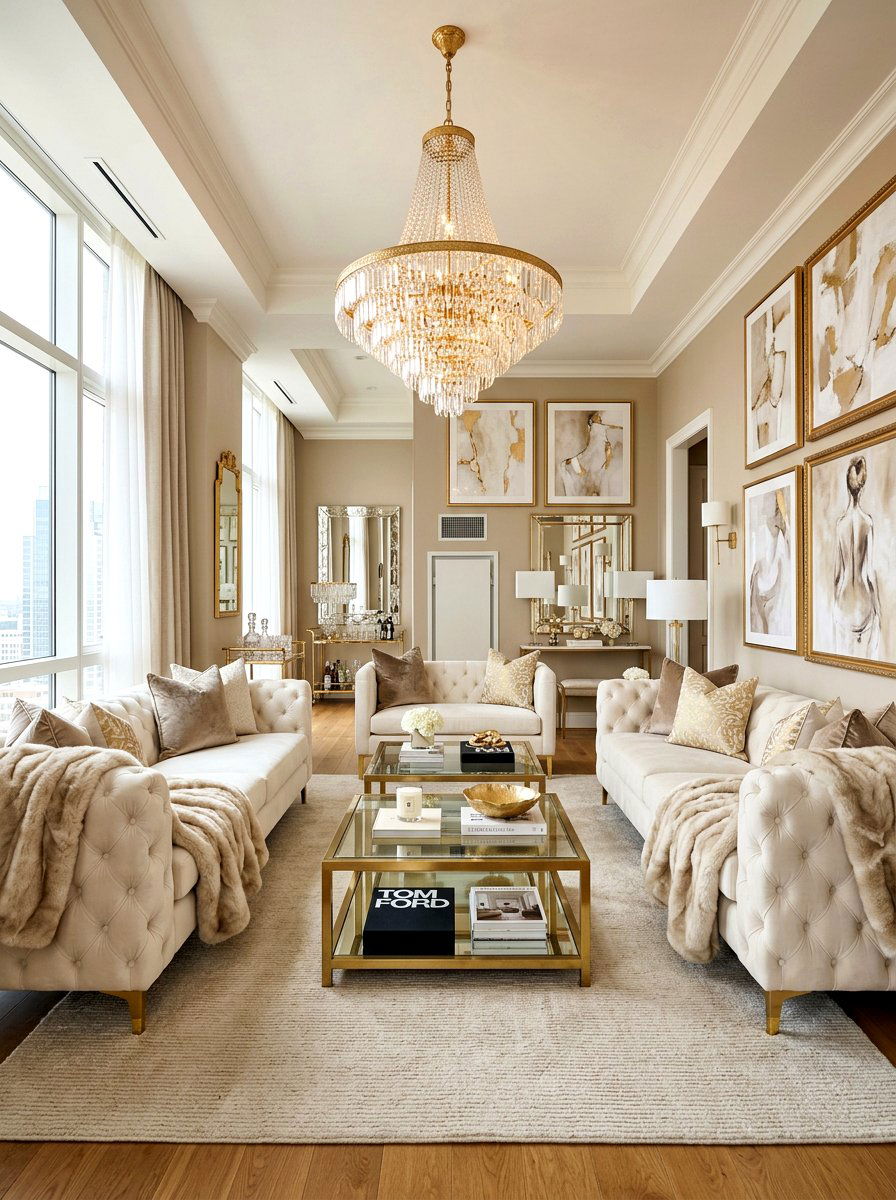 Glam neutral living room - 30 warm neutral living room ideas