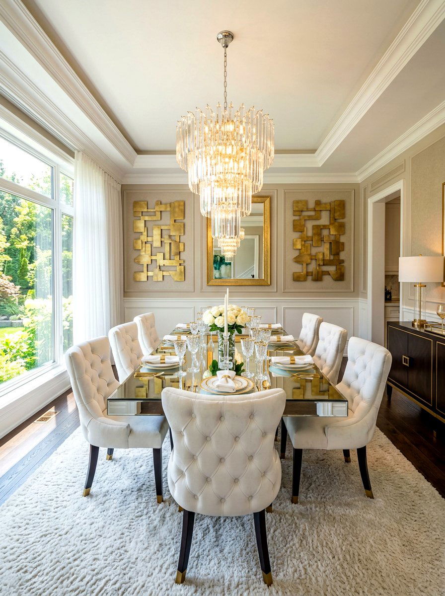Glam rectangular dining room - 30 rectangular dining room ideas