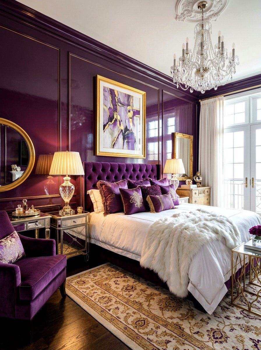 Glamorous Aubergine Bedroom - 30 aubergine bedroom ideas