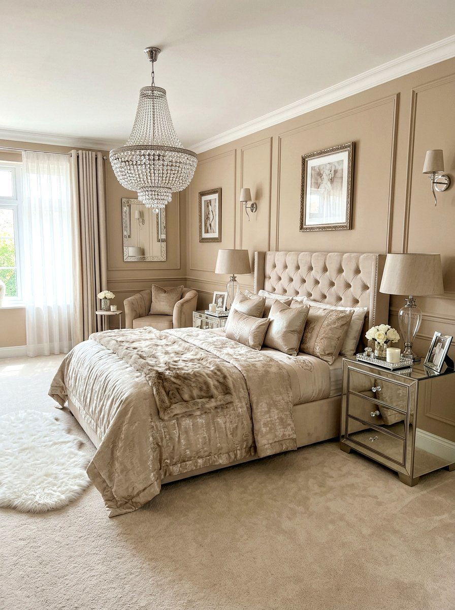 Glamorous Beige Bedroom - 30 tonal beige bedroom ideas