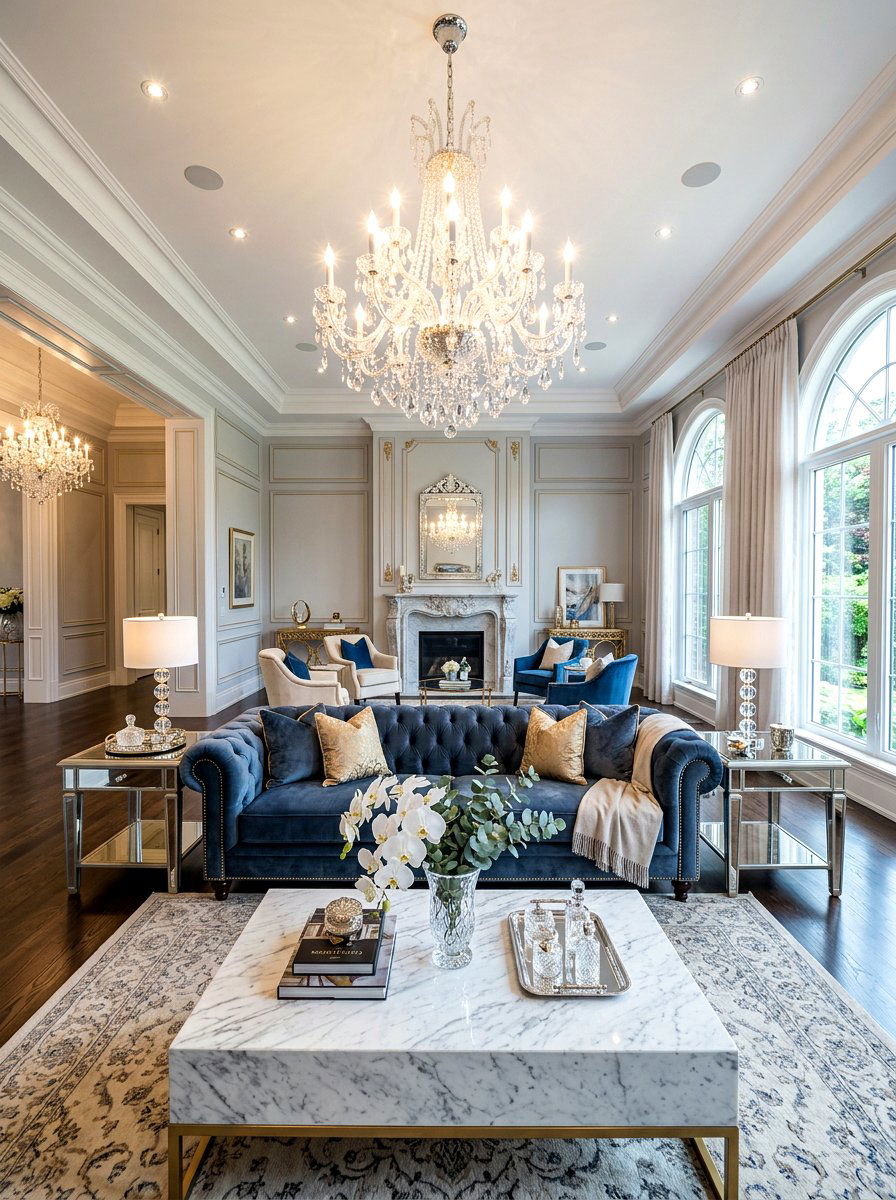 Glamorous Blue Living Room - 30 denim blue living room ideas