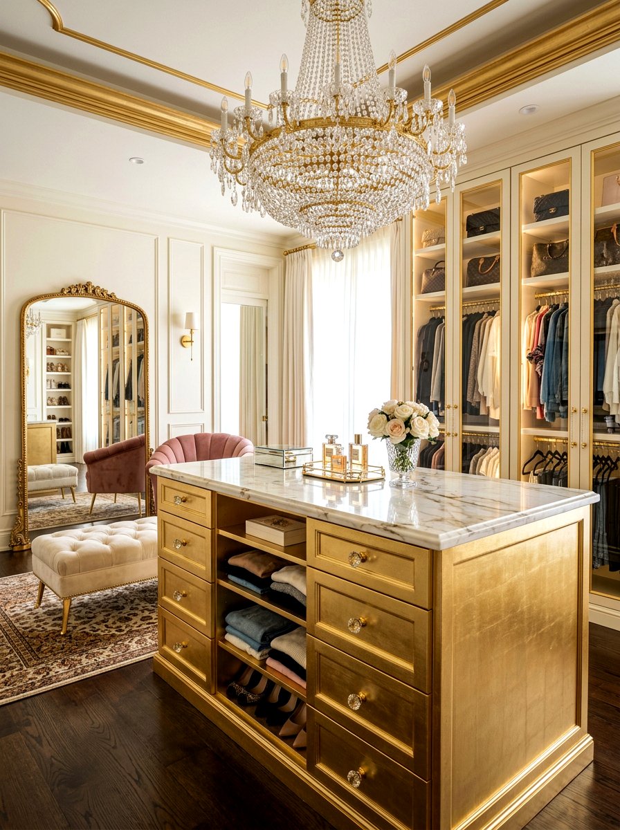 Glamorous Gold Closet Island - 30 closet island ideas