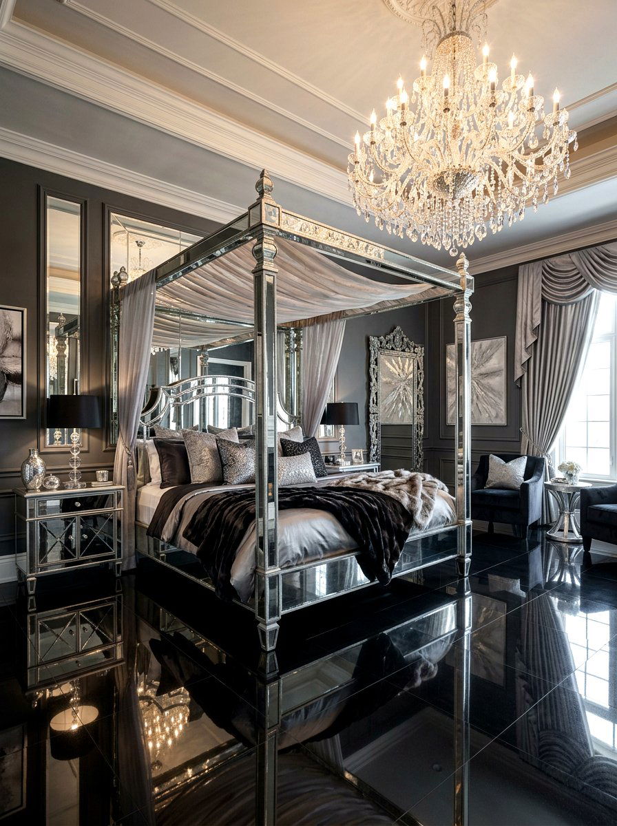 Glamorous Mirrored Canopy Bed - 30 canopy bed ideas