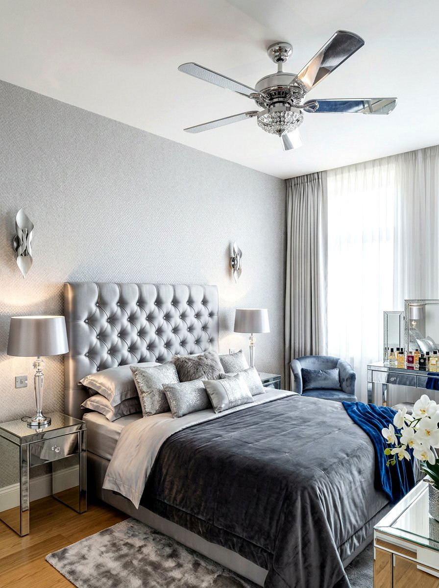 Glamorous Mirrored Fan - 30 bedroom ceiling fan ideas