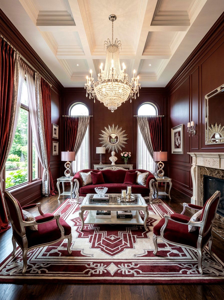 Glamorous Oxblood Living Room - 30 oxblood living room ideas