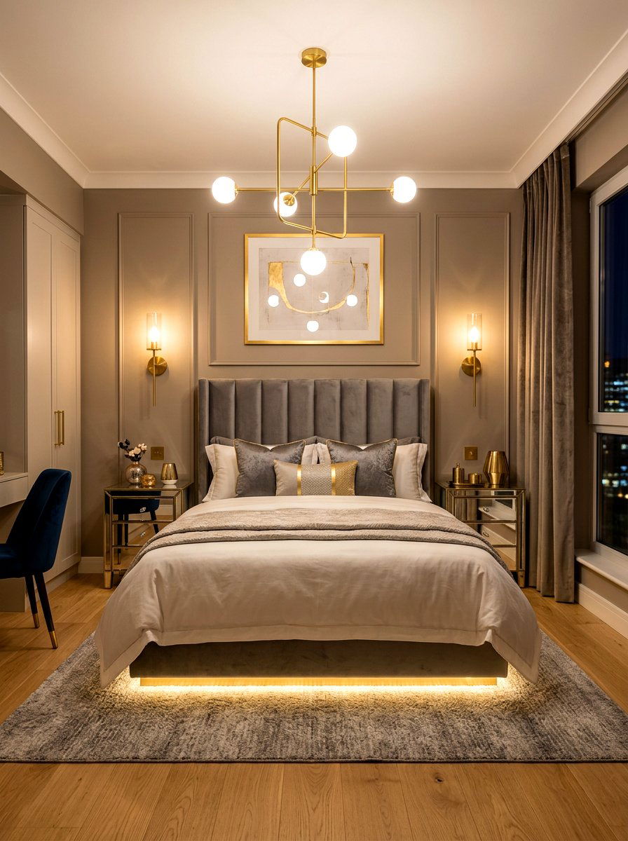 Glamorous Small Bedroom Lighting - 30 apartment bedroom ideas