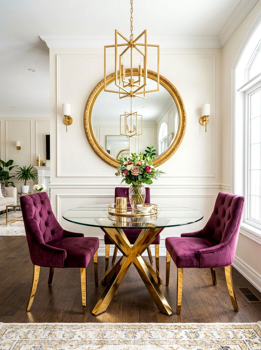 Glamorous gold accent nook - 30 bedroom breakfast nook ideas