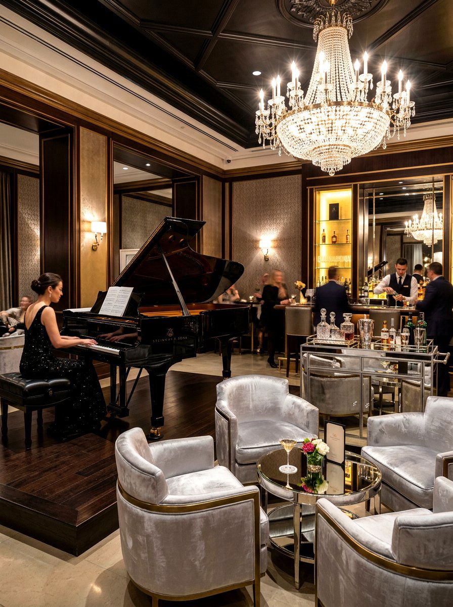 Glamorous piano lounge - 30 piano living room ideas