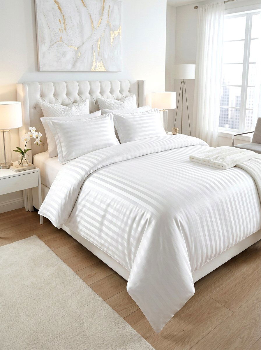 Glamorous satin stripe bedding - 30 tailored bedding ideas
