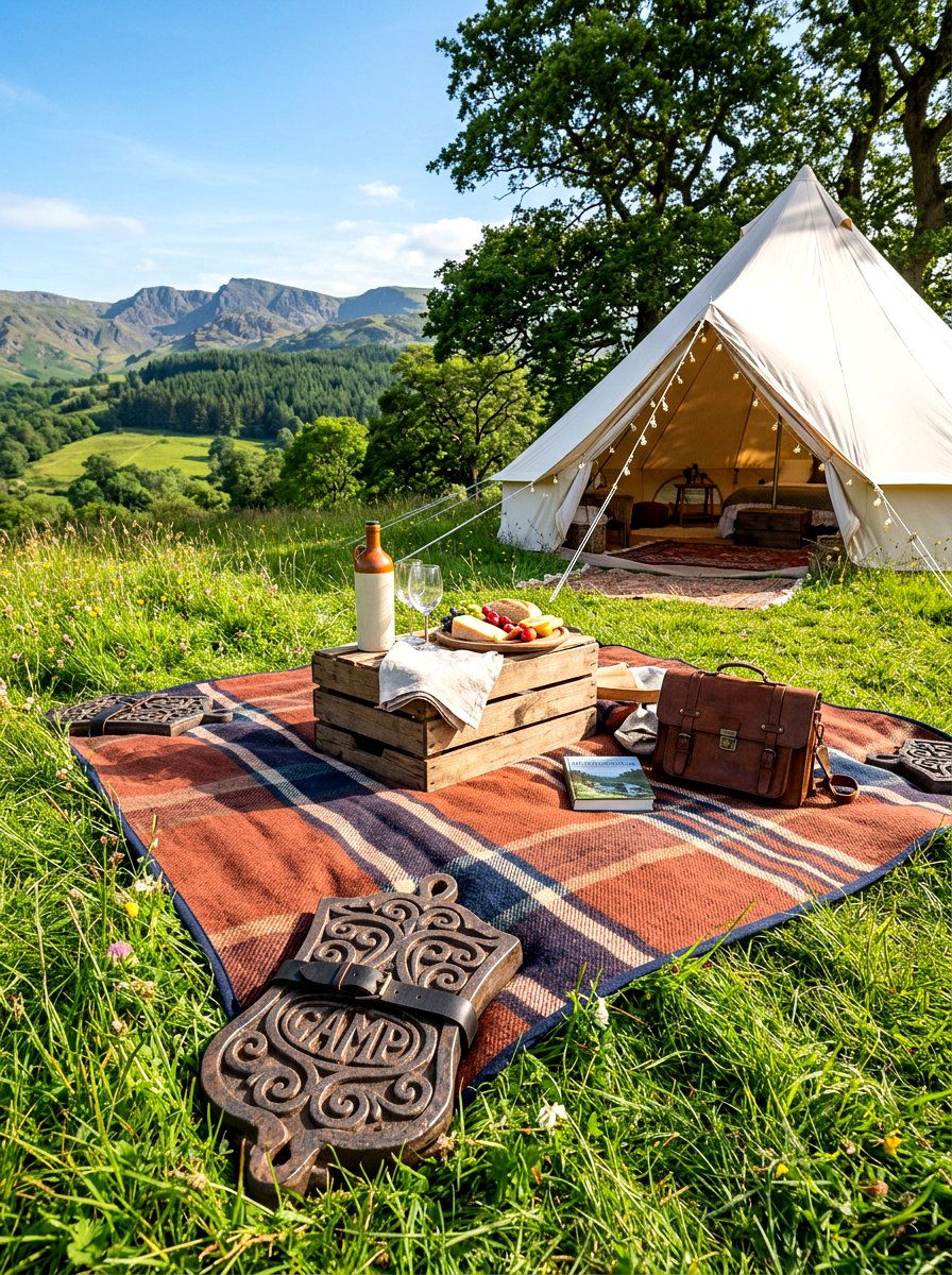 Glamping Picnic With Iron Weights - 30 picnic blanket corner ideas
