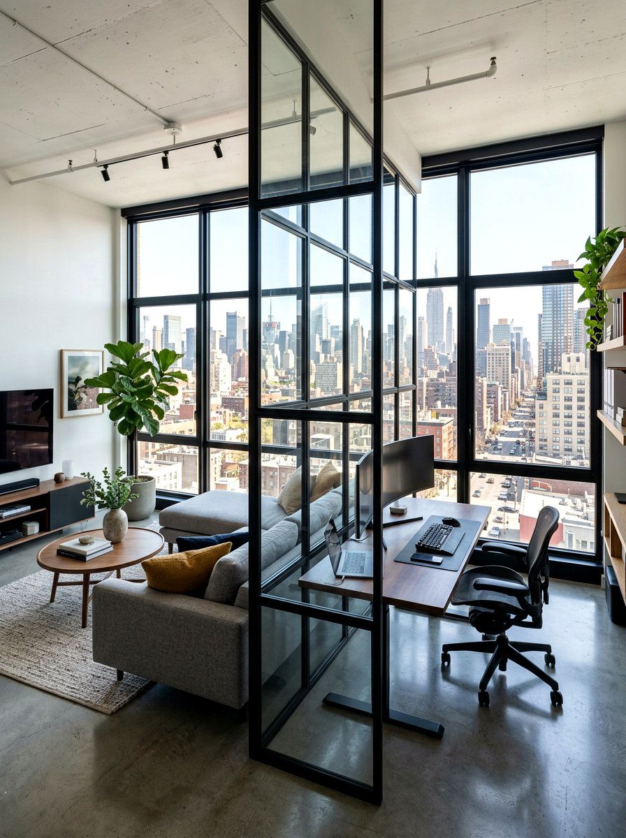 Glass And Metal Divider - 30 freestanding screen divider ideas