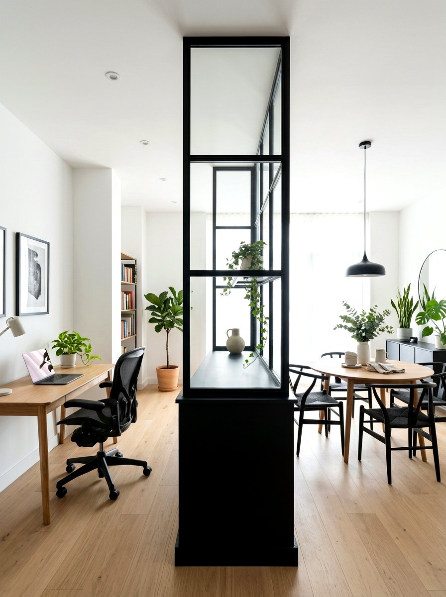 Glass And Metal Partition - 30 half wall zoning ideas