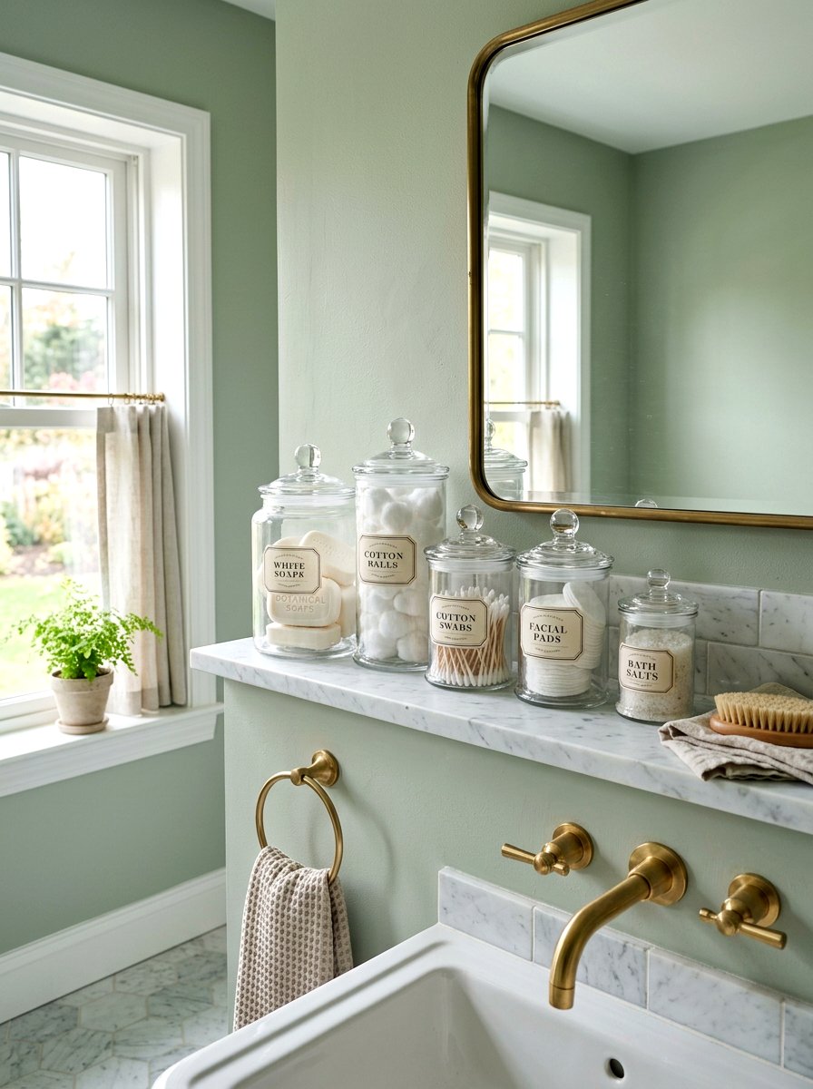 Glass Apothecary Jar - 30 granny chic bathroom ideas