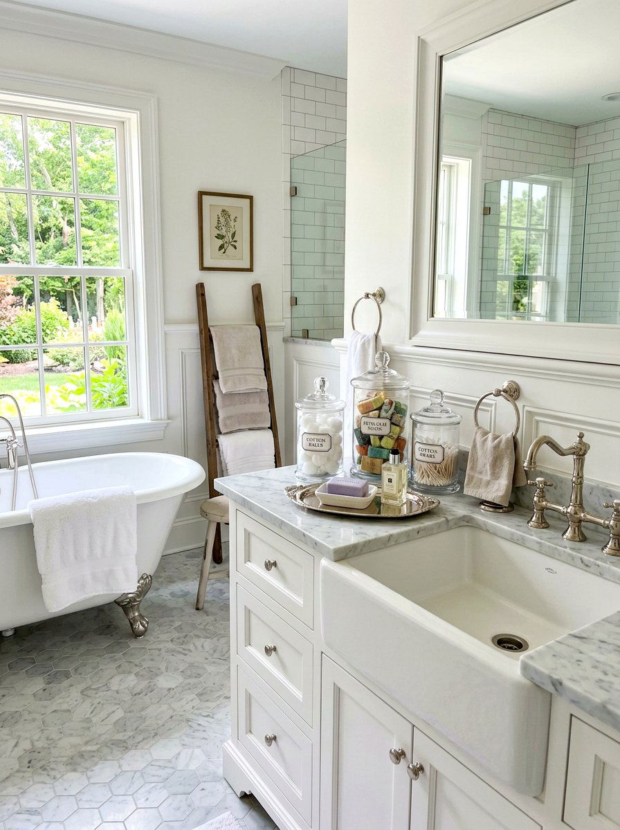 Glass Apothecary Jars - 30 cottage bathroom ideas