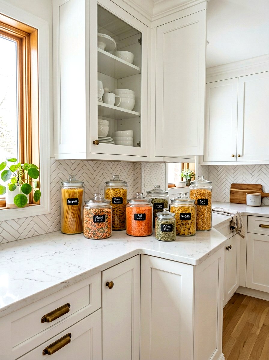 Glass Apothecary Jars - 30 kitchen counter decor ideas