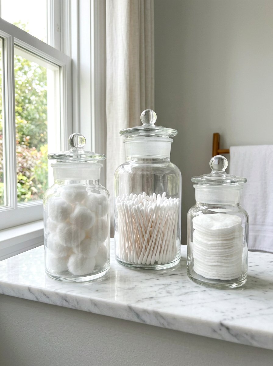 Glass Apothecary Jars - 30 bathroom storage ideas