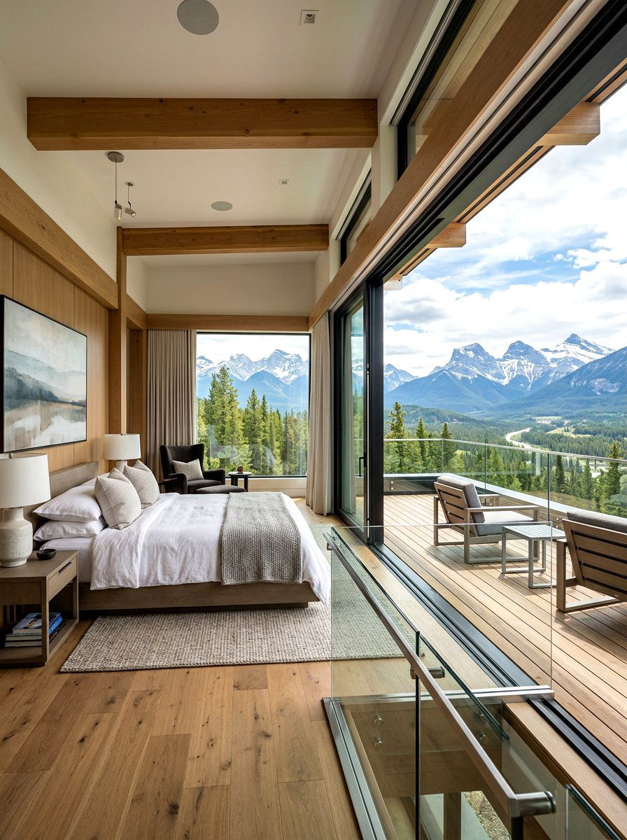Glass Balcony Mountain Bedroom - 30 mountain modern bedroom ideas